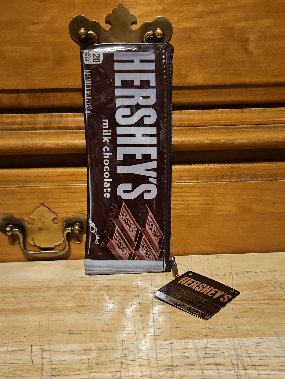 Hershey's Milk Chocolate Bar Vinyl Zipper Rectangle Pencil Case Makeup Bag New